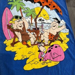 Vintage The Flintstones Beach Boys Graphic Beach Towel - Blue